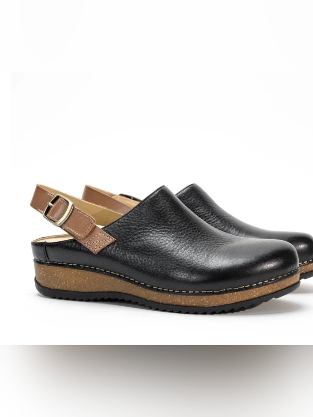 Dansko Merrin Women's Black Leather Slingback Clogs Sz 40 Eu - 10 US